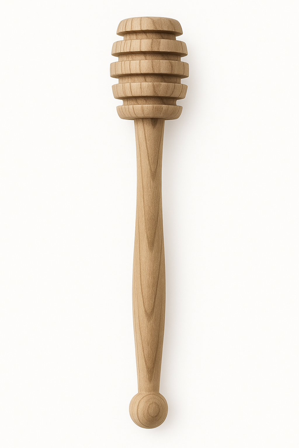 Cuillère à miel artisanale en bois d’olivier avec rainures spirales pour un dosage précis du miel